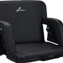 Sportneer Stadium Seat for Bleachers with Back Support, Bleacher Seat with Backrest and Wide Padded Cushion Stadium Chair with Armrests 6 Reclining Positions for Sport Events Camping Parks Concerts (Extra Wide - 24", Black)