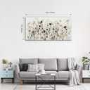 Framed Flower Canvas Wall Art Abstract Grey Cream Brown Wildflowers Canvas Pictures Landscape Artwork Canvas Prints for Home Living Room Bedroom Kitchen Office Wall Decor Ready to Hang 24"x 48"