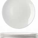 Amazon 6-Piece 8.5" White Dinner Plates Lightweight Round Plates, Simply Dessert Plate, Triple Layer Glass and Chip Resistant, for Microwave and Dishwasher Safe Scratch Resistant, Winter Frost White