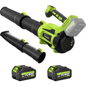 Cordless Leaf Blower with 2 Batteries, 580CFM Brushless Motor for Easy Lawn Care & Car Drying, Lightweight Handheld Blower Ideal for Women & Seniors, Fast Charger Included