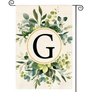 2 x AVOIN colorlife Initial Monogram Letter G Floral Garden Flag 12x18 Inch | Double Sided, Weather & Fade Resistant, Yard Outdoor Decoration, Family Last Name