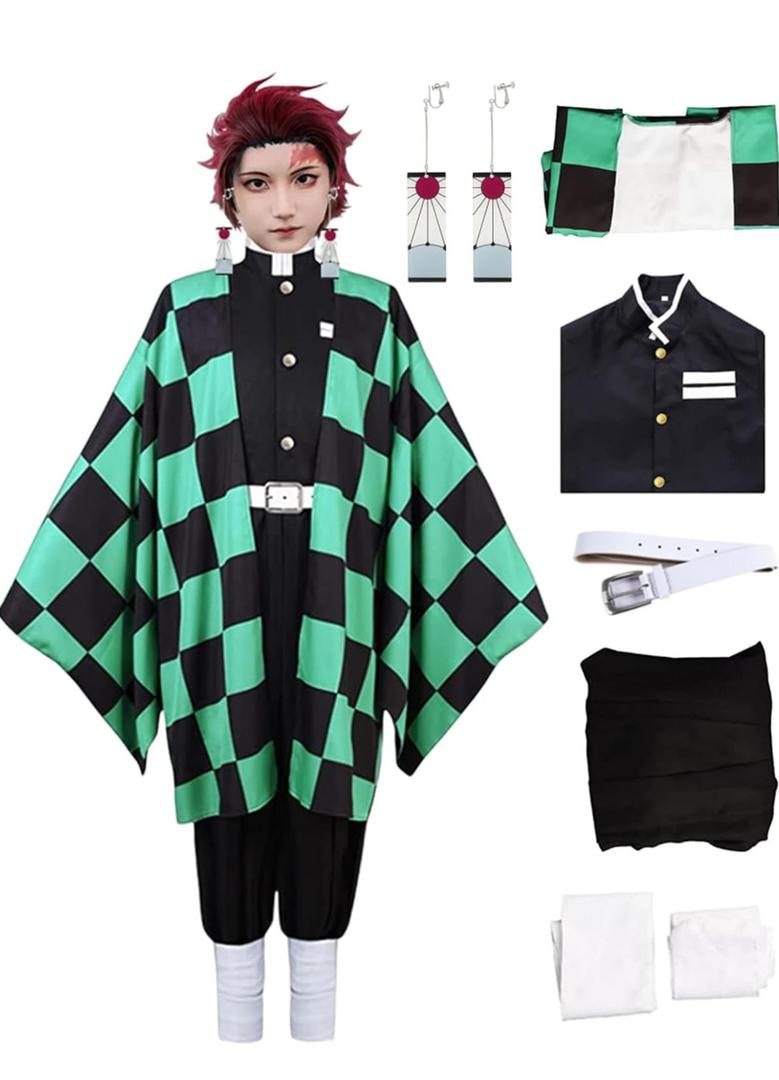 Anime Cosplay Costumes Adult Anime Kimono Halloween Cosplay Cloak Kimono Outfit With Earring Kids 2XL