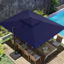 10x13FT Cantilever Outdoor Patio Umbrellas, Double Top Large Rectangle Umbrella, Heavy Duty 360 Rotation Offset Outdoor Sun Shade Umbrella for Garden Deck Pool Backyard, Navy Blue