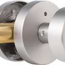 Brushed Nickel Door Knobs Interior, Satin Nickel Privacy Door Knob Interior with Lock, Round Modern Keyless Bedroom and Bathroom Door Handles (1 Pack Privacy)