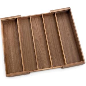 Lipper International Acacia Wood Expandable Flatware Drawer Organizer for Kitchen Utensils, Silverware, or Home Office Supplies, 12 3/4" to 23" Wide x 18" Deep x 2 1/2" High
