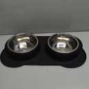 AsFrost Dog Food Bowls Stainless Steel Dog Bowls with No Spill Non-Skid Silicone Mat, Dog Food and Water Bowl Set, Dog Dishes for Small Medium Large Sized Dogs Pet Food Feeding Bowls, 4 Cup, Black
