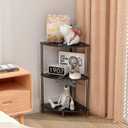 Book Small Corner Shelf, 3 Tier Corner Bookshelf Display for Living Room Decor, 23.2" Standing Shelf Bookcase Organizer, Black Storage Shelves for Bedroom, Bathroom, Small Space
