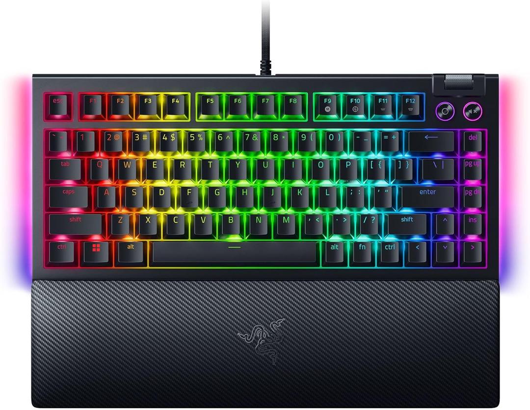 Razer BlackWidow V4 75% Mechanical Gaming Keyboard: Hot Swappable Design - Compact & Durable - Orange Tactile Switches - Chroma RGB - Roller & Media Keys - Wrist Rest Snap Tap - Black