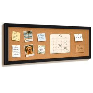 Long Cork Board for Wall, 36" x 12" Bulletin Board, Black