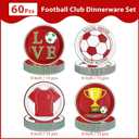 60 Pcs Soccer Paper Plates - 9" Football Fans Dessert Paper Plates Disposable Red Soccer Platters for Boys Girls Adults Football Theme Party Sports Party Supplies