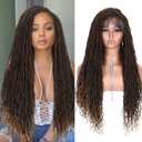 quickwig Full Lace Faux Locs Wig for Black Women Knotless Nu Locs Braids Wig with Baby Hair Long Soft Locs Synthetic Wigs Goddess locs Square Part Lace Front Wigs (1B/27)