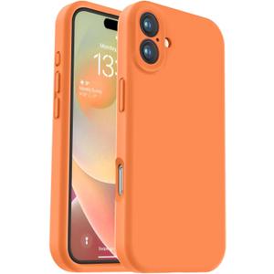 Vooii Compatible with iPhone 16 Case, Liquid Silicone Upgrade [Camera Protection] [Soft Anti-Scratch Microfiber Lining] Shockproof Phone Case for iPhone 16 6.1 inch - Bright Orange