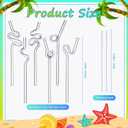 Yinkin 6 Pcs Wavy Glass Straw Reusable Curved Silly Glass Straws Shatter Resistant with 2 Cleaning Brushes Clear High Borosilicate Glass Straws for Kids Adults Smoothies Juice (Clear, 8 Inch)