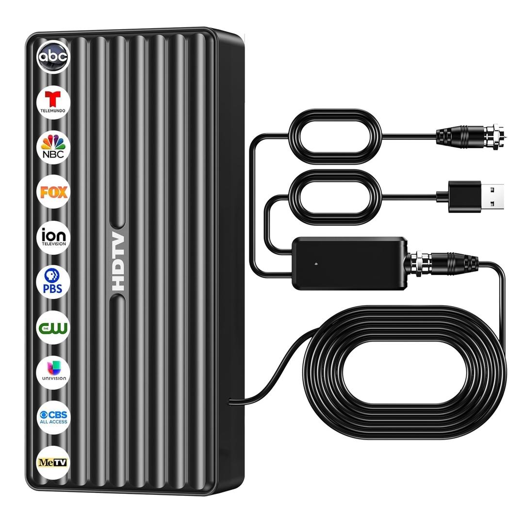 TV Antenna for HD Smart TV Indoor,1000+ Miles Range Digital Outdoor TV Antenna for Free Local Channels, Supports 8K/4K/1080P,33ft Coax Cable