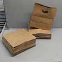 COGLARING 50Pcs 11x6x11 Brown Kraft Paper Bags with Handles, Die Cut Tote Bulk for Retail Shopping Takeout Bakery Gift Bags