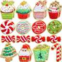 WILLBOND 28 Pcs Red Green Christmas Desserts Chenille Patches, Self Adhesive Cupcake Candy Ice Cream Embroidered Patches for Clothing Jackets Backpacks Christmas Party DIY Accessories