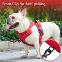 PoyPet No Pull Dog Harness, No Choke Reflective Dog Vest, Adjustable Pet Harnesses with Easy Control Padded Handle for Small Medium Large Dogs(Red Matching Trim,S)