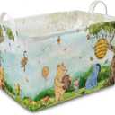 the Pooh Nursery Hampers with Handles, Classic Winnie Baby Stuff Storage Basket, Winnie Baby Nursery Hamper Decor, Foldable and Waterproof for Bathroom and Bedroom Clothes,Toys Bin