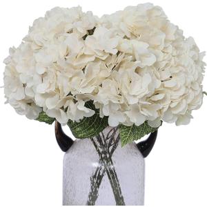 Kimura's Cabin 2Bouquets Fake Hydrangea Flowers Vintage Artificial Silk Flowers Bouquets 10Heads for Home Table Centerpieces Wedding Party Decoration (White, Pack of 2)