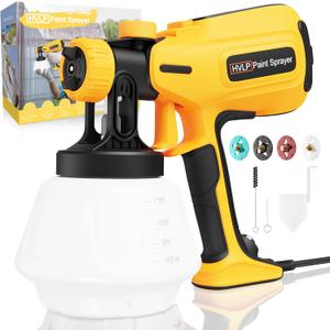 Paint-Sprayer, 700W HVLP Spray Gun, 2024 Upgraded, 4 Copper Nozzles & 3 Spray Patterns, Easy to Clean, Ideal Paint Sprayer for Furniture, Cabinets, Fences, Decks, Walls, DIY Projects, etc. (Yellow)