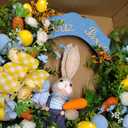 24" Large Easter Wreath for Front Door with Cute Rabbit Carrot Eggs Flowers Bow Sign, Farmhouse Spirng Easter Decoration for Home Porch Wall Mantel Window Outdoor Indoor Decor