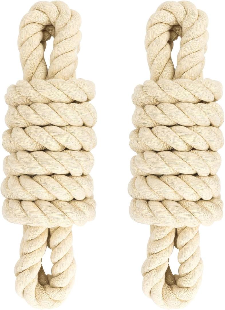 2 Pack 10ft Natural Twisted Cotton Rope - Strong Triple-Strand Rope for Sports, Crafts, Indoor/Outdoor Use