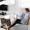 3 In 1 Baby Bassinet with Wheels, Portable Bedside Sleeper for Baby with 7 Adjustable Heights and Foam Mattress, Baby Bedside Crib for Newborns and Infants with Storage Basket, Carry Bag Included