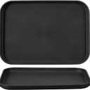uxcell 2Pcs Fast Food Serving Trays, 9.4x6.8 Rectangular Reusable Restaurant Serving Trays for Kitchen Restaurant Coffee Fruit Burger Lunch Dessert, Black