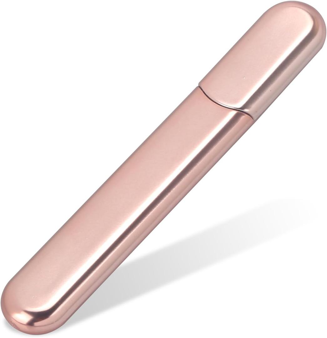 MiDenso Premium Glass Nail File with Case, Crystal Diamond Salon Best Beauty Nail Buffer for Natural and Acrylic Nails Christmas Gift for Woman and Man,Apricot