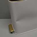 Small Bathroom Trash Can with Lid Soft Close, 5L / 1.3 Gallon Slim Garbage Can with Removable Inner Bucket, Step Stainless Steel Trash Bin for Office, Bathrooms, Bedroom, Living Room (White)