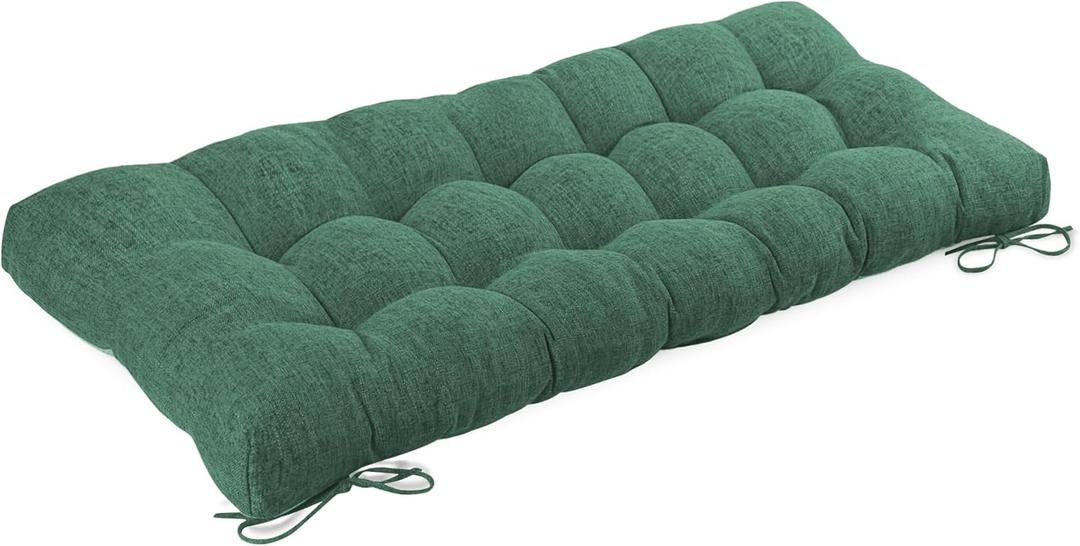 Bench Cushion for Indoor Furniture 48 x 19 inch Rectangle Bench Seat Cushion for Bay Window Entryway Bench Thick Textured Chair Cushion with Non-Slip Backing 1 Pack, Green