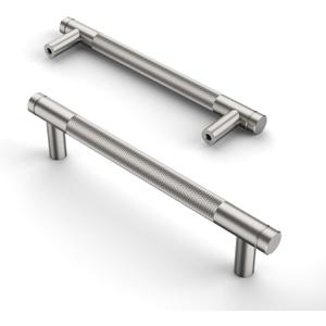 Asidrama 10 Pack 5 Inch(128mm) Brushed Satin Nickel Cabinet Pulls Knurled Cabinet Handles Cupboard Handles Kitchen Cabinet Hardware for Cupboard Drawer Pulls (5" Hole Center)