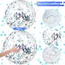Civaner 10 Pcs Inflatable Glitter Beach Balls 16 Inch Large Sparkly Confetti Pool Balls Clear Blow up Balloon Toys for Wedding Baby Shower Birthday 2026 New Year Party Decoration(Silver,Glitter)