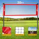 Backyard Badminton Set: Portable Outdoor Net with 4 Performance Rackets, 3 Shuttlecocks & Boundary Line - Complete Heavy-Duty Set for Family Lawn, Grass & Beach Games, 20x2.5FT