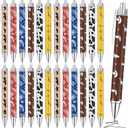 Colarr 24 Pcs Western Theme Pens Bulk Print Western Cowboy Party Favors Black Retractable Gel Ballpoint Pens School Office Supplies for Birthday Graduation Gifts (Classic Style)