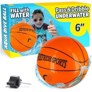 Aqua Dive Pool Ball Basketball – Water Pool Toys for Kids Ages 4-12 – Dribble, Pass & Shoot Underwater – Outdoor Beach Toy for Summer Fun – 6" Water Game for Boys & Girls Ages 5 6 7 8 9 10 11 12+ miss ball