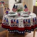 XCHI Gnomes Stars Patriotic America 4th of July Memorial Day Independence Day Tablecloth Round Washable Table Covers for Home Party Decorations 60x60 Inch