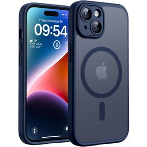TOCOL Magnetic for iPhone 14 Case, Upgraded Full Camera Protection, Compatible with Magsafe, Drop Protection, Translucent Matte Back Bumper Phone Cover 6.1-Inch (Dark Blue)