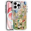 TnXee Case for iPhone 16,Compatible with MagSafe,Classic Clear Shockproof Protection Magnetic Phone Case - Stained Glass Bloom Flower