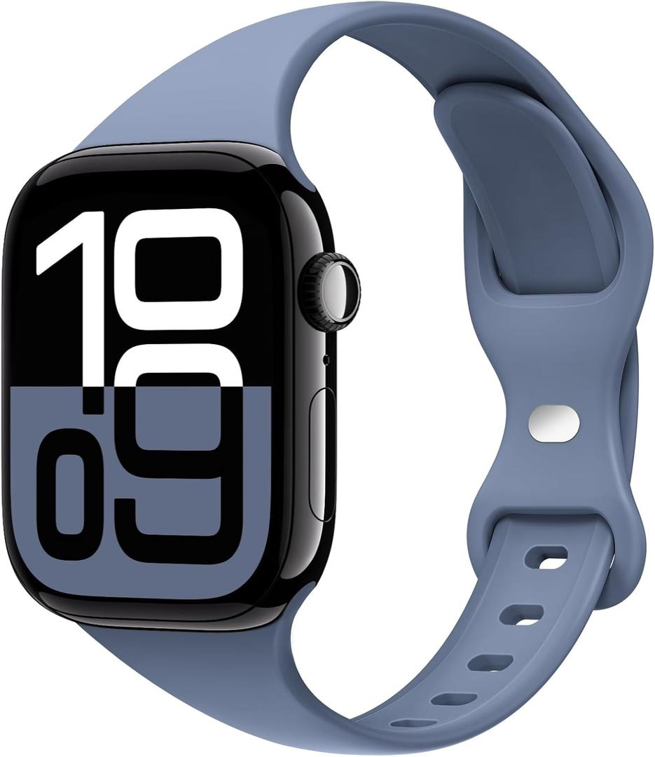 3 x STG Sport Slim Thin Narrow Silicone Bands Compatible with Apple Watch Band Ultra 3/2/1 49mm, Series 11/10 46/42mm, 9/8/7 45/41mm, SE 6/5/4 44/40mm, 3/2/1 42/38mm for Women Men