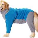 Dog Winter Coat for Large Medium Small Dogs, Warm Fleece High Collar Full Body Dog Jumpsuit Comfortable Onesie Apparel (Blue, 4X-Large)