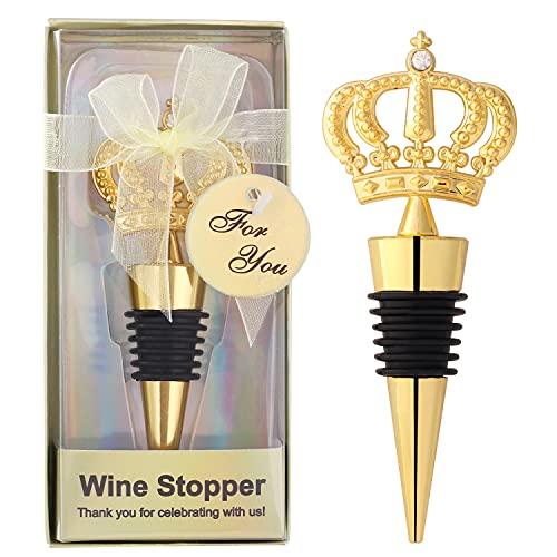 12PCS Gold Crown Wedding Favors for Guests, Funny Bottle Stoppers Birthday Party Favors Bridal Shower Anniversary Return Gift (Crown Stopper,12)