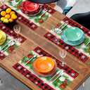 Christmas Placemats Set of 4 - Xmas Bells Place Mat 12x18 Inch Buffalo Plaid Pinecone Table Mat for Party Kitchen Dining Home Holiday Party Decor