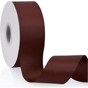 Brown 2" X 50 Yards Solid Color Double Faced Grosgrain Ribbon for Gifts Wrapping, Wedding, Party, Crafts, Hair Bows, Flowers, Home DIY Decor