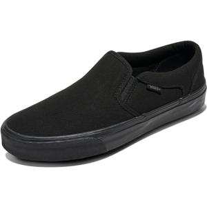 Vans Men's Asher Slip-On Shoe - Casual Sneakers for Walking, Fashion & Work. (Canvas) Black/ Black. 9
