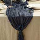 2 PCS 13Ft Table Runner for Wedding, Cotton Cheesecloth Table Runner Linen Table Runners Gauze Table Runners Bridal Party Decor Wedding Table Decor (Blue)