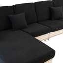 LA MEACK Couch Cushion Covers Seat Cushion Cover Stretch Couch Cover Separate Sectional Sofa Slipcovers Furniture Protector(3 Pieces for Seat or Sofa Backrest, Black)
