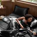 CozyLux Sheets Queen Size Bed Set - 4 Piece Queen Sheet Set, Luxury Black Queen Sheets with Smooth and Soft Microfiber, Includes 1 Fitted Sheet, 1 Flat Sheet and 2 Pillowcases