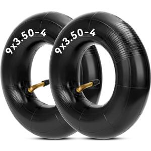 HIAORS 9x3.50-4 2.80-4 2.50-4 Tire Inner Tubes with Bent Metal Valve Stem for Hand Trucks Utility Cart Lawn Mowers Wheelbarrows Dollys Razor E300 Scooters Skateboard ATV TTR50 Go Kart Parts 2 Pack