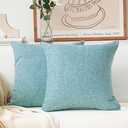 Home Brilliant Pillow Covers 20x20 Light Teal Decorative Throw Pillow Covers Faux Linen Cushion Case for Couch Sofa Bench, 20x20 inch(50cm), Teal